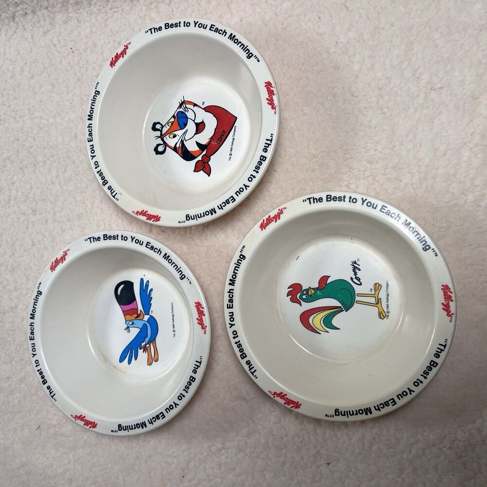 Kellogg's Cereal Bowls Vintage 1995 Lot of 3